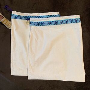 TORY BURCH (2) smaller tan canvas feel drawstring dust bags VGUC++
